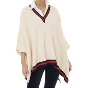 Tuckernuck Camden Soft Knit Poncho Cape V-Neck Ivory One Size